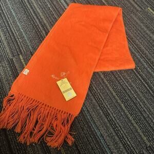 NEW Alpaca Scarf Fringed Bright Orange 70”x9” NWT Peru Super Soft